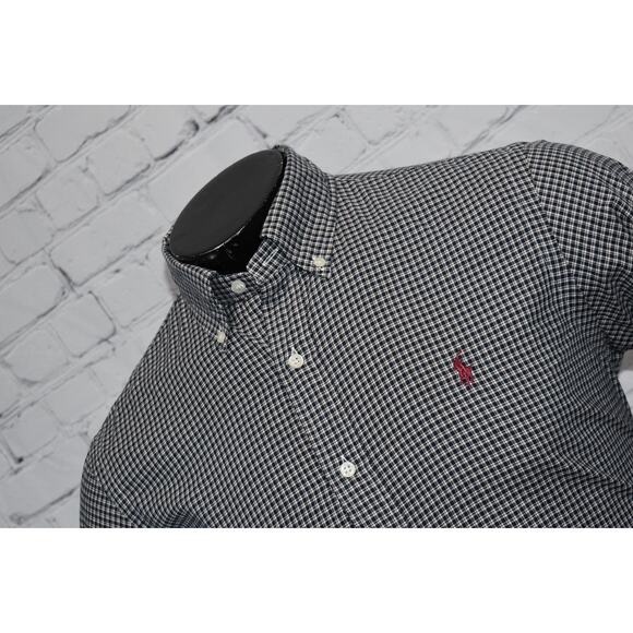 Polo Ralph Lauren Shirt Mens Size Medium Blue Plaids Dress Button Up Cotton - Picture 1 of 6